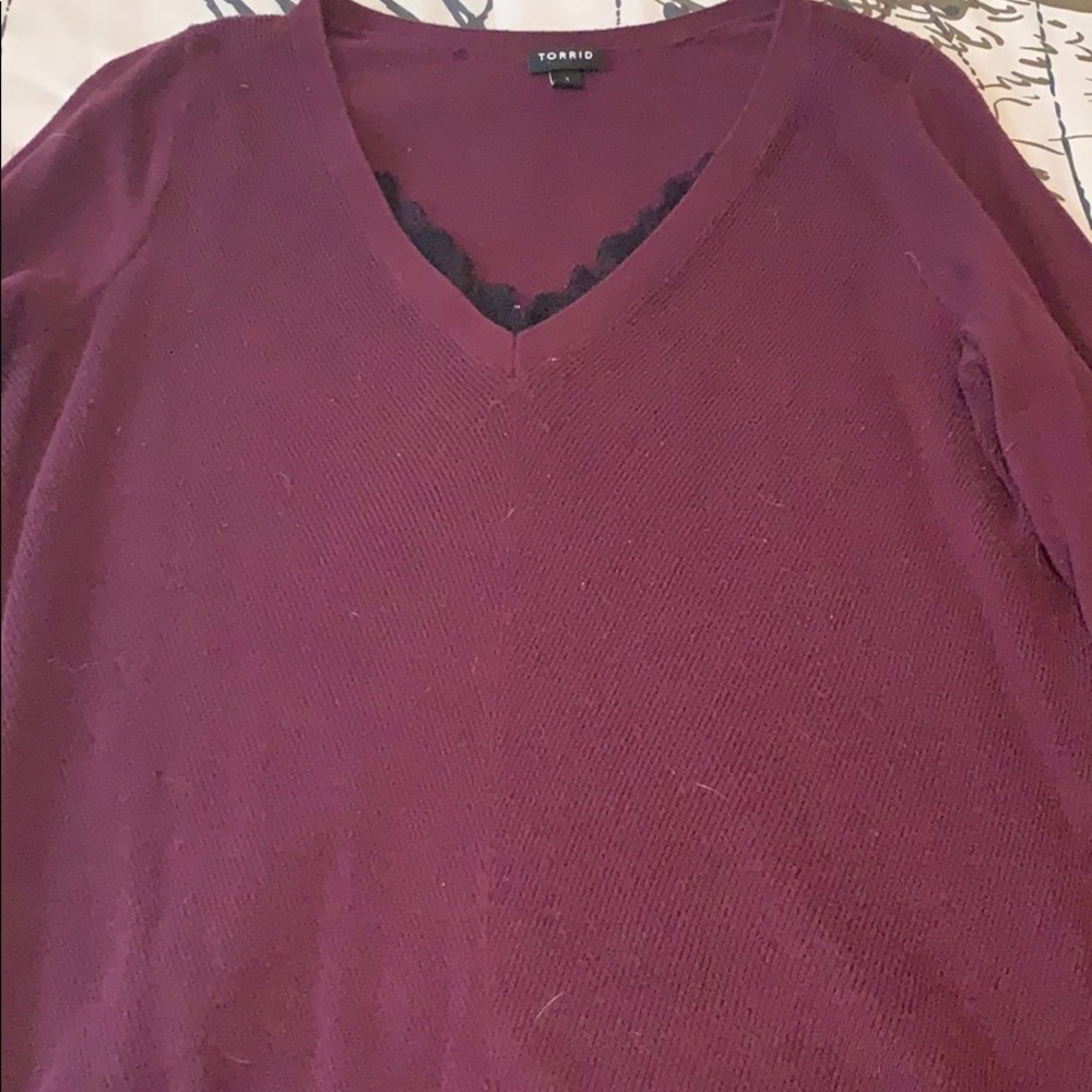 Maroon Torrid Sweater with Lace